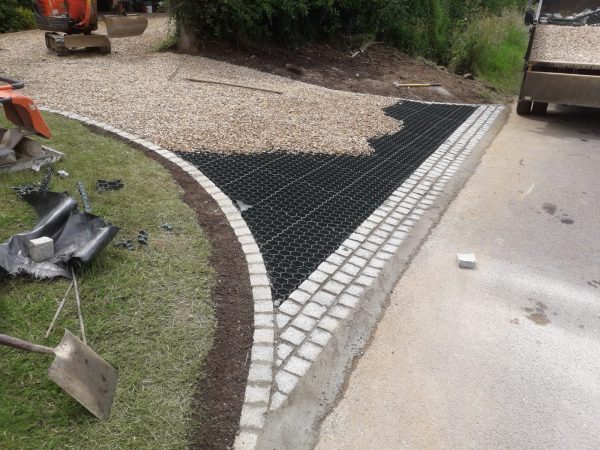 Gravel driveway with stabilizers in Oldland Common