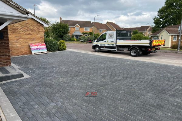 Grey border, charcoal main paving in Bedminster