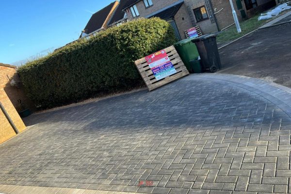 Newly laid driveway with block paving Eastville