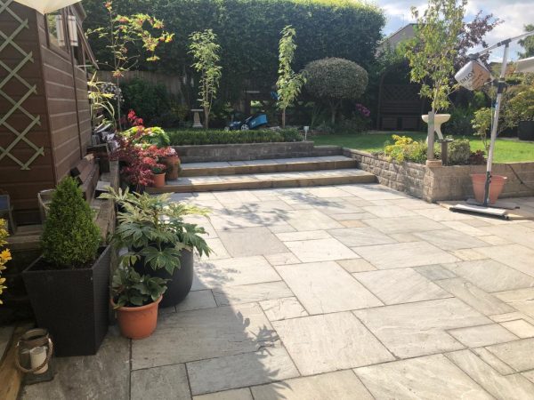 Patio and wooden sleeper installation in Bagstone