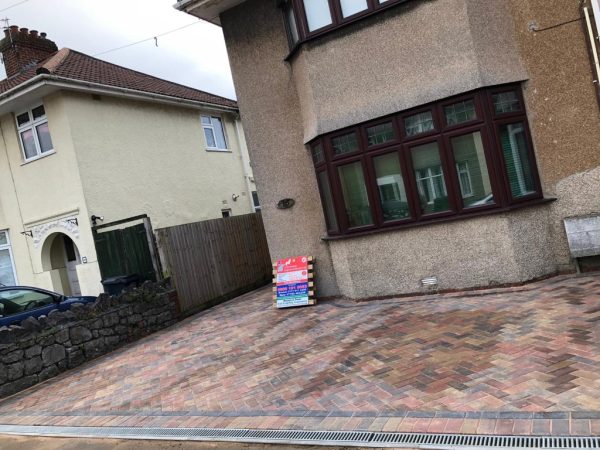 Block paved driveway with drainage in Oldland Common