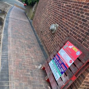 Brindle and Charcoal Block Paved Walkway in Longwell Green, Bristol