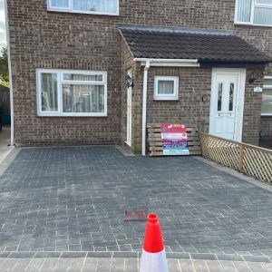 Charcoal Block Paved Driveway with ACO Drains in Longwell Green,…