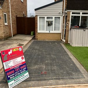 Charcoal Block Paved Driveway with Natural Grey Border and Drainage…