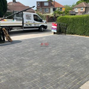 Charcoal Block Paved Driveway with Natural Grey Border in Bradley…