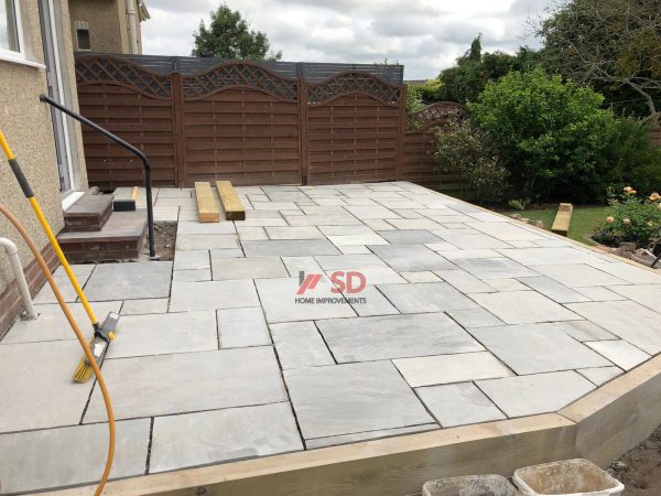 Raised Patio With Treated Sleepers In Longwell Green Bristol 5.jpeg