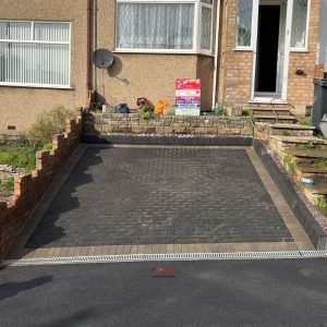 Sloped Charcoal Block Paved Driveway with Dropped Kerb in Hanham,…