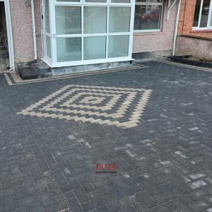 Charcoal Block Paved Driveway with Diamond Pattern in Southmead, Bristol