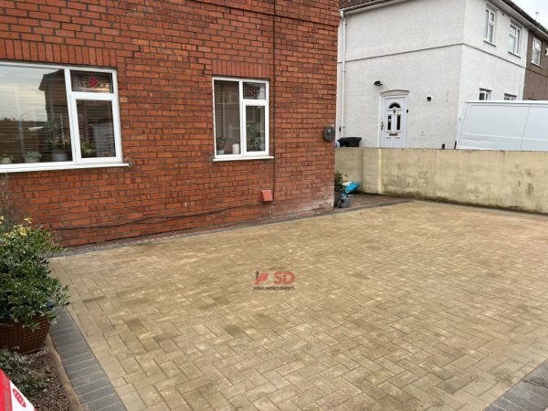 Yellow Buff Paved Driveway with Charcoal Edge in Shirehampton, Bristol