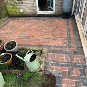 Brindle Block Paved Patio with Charcoal Edging in Longwell Green,…