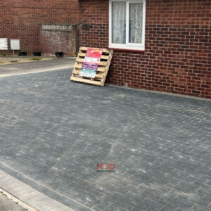 Charcoal Block Paved Driveway in Stretcher Bond in Longwell Green,…