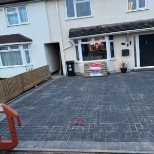 Charcoal Block Paved Driveway with Dropped Kerb in Longwell Green,…